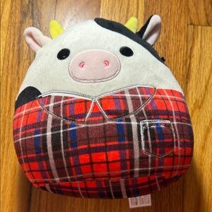 RARE FACTORY DEFECT Squishmallows Plaid Cow - Red, Black, White, Yellow